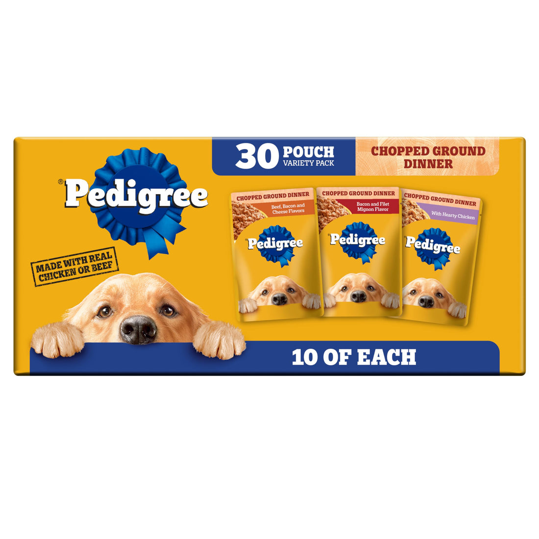 Pedigree Chopped Ground Dinner Wet Dog Food Pouches Variety Pack