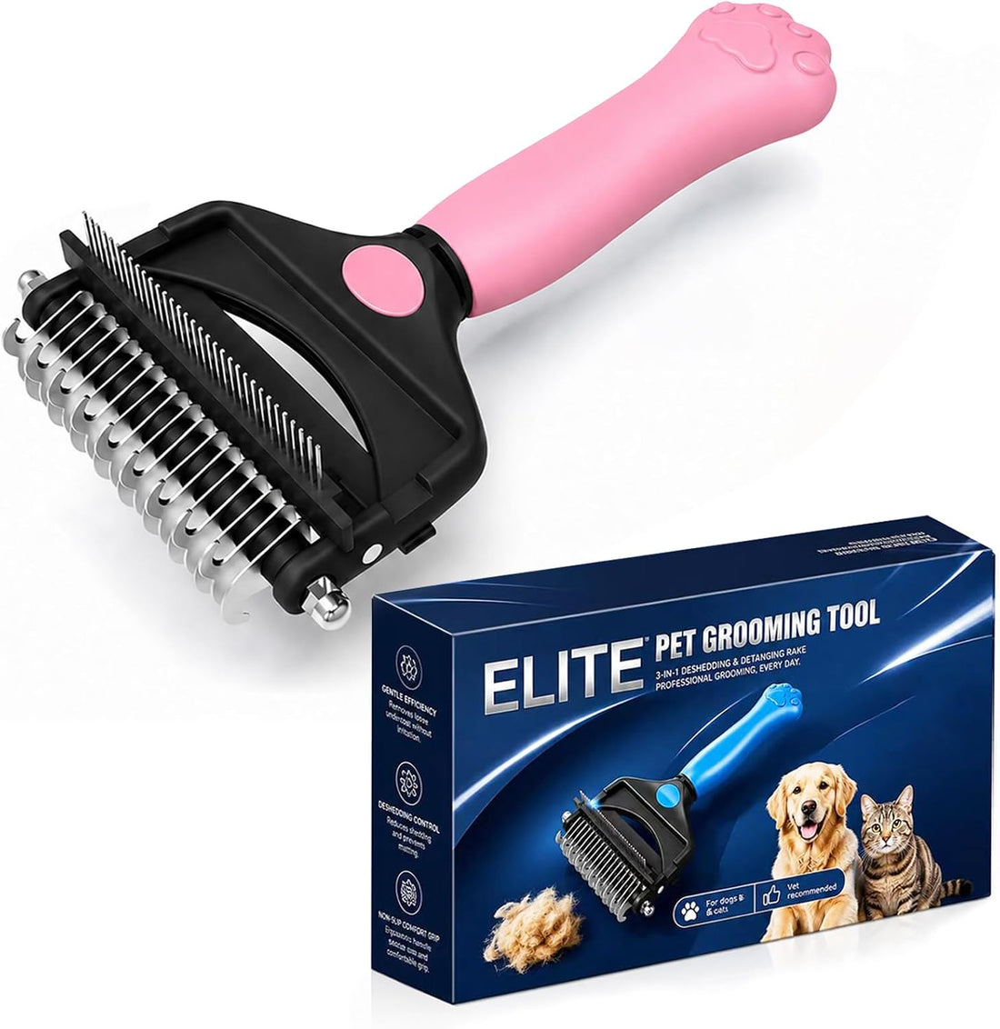 Undercoat Rake for Dogs ，3-in-1 Dematting Comb for Dogs