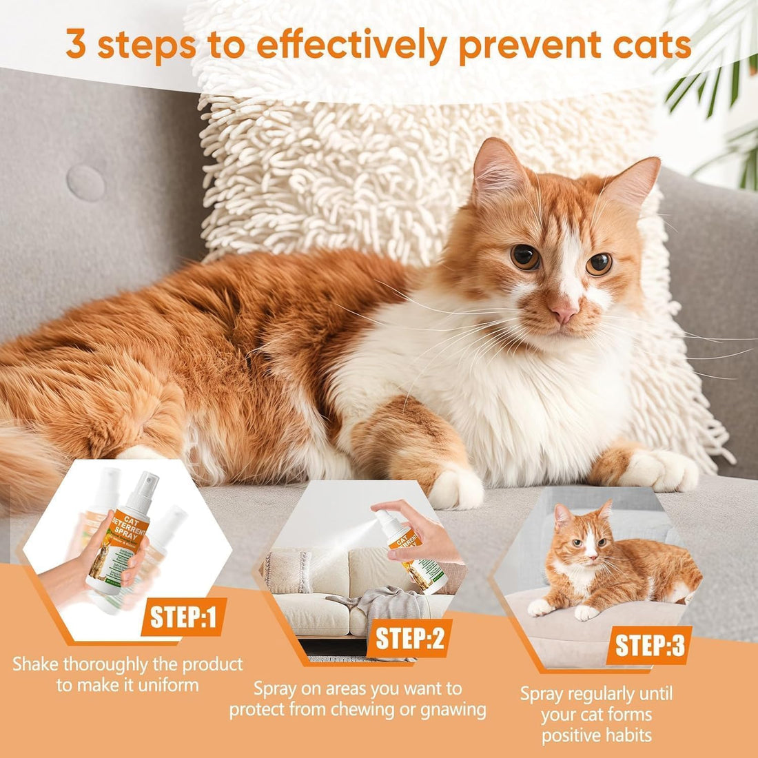 Cat Deterrent Spray 2 Pack, Natural Non-Toxic Plant Based