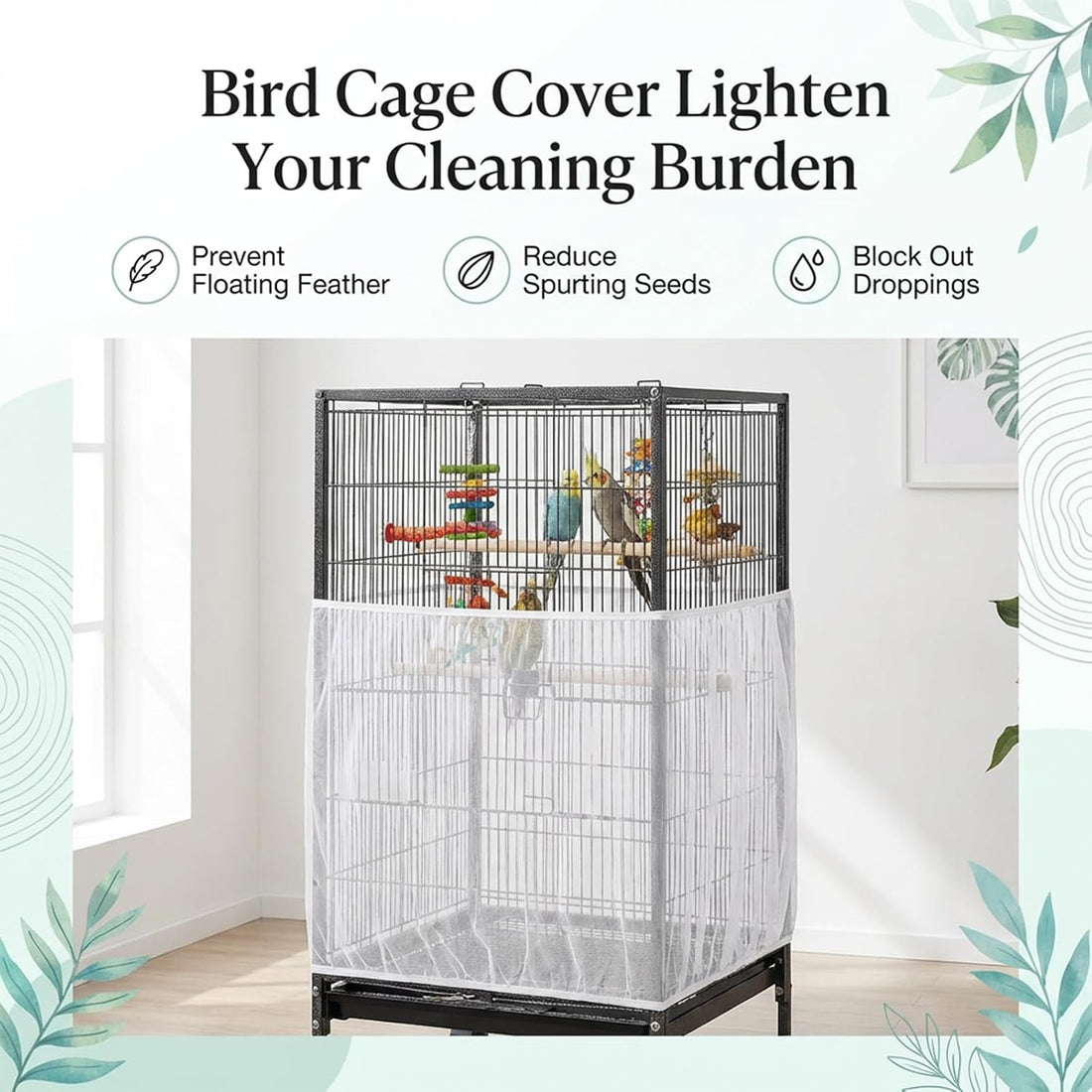 Bird Cage Seed Catcher White Large Bird Cage Cover Adjustable