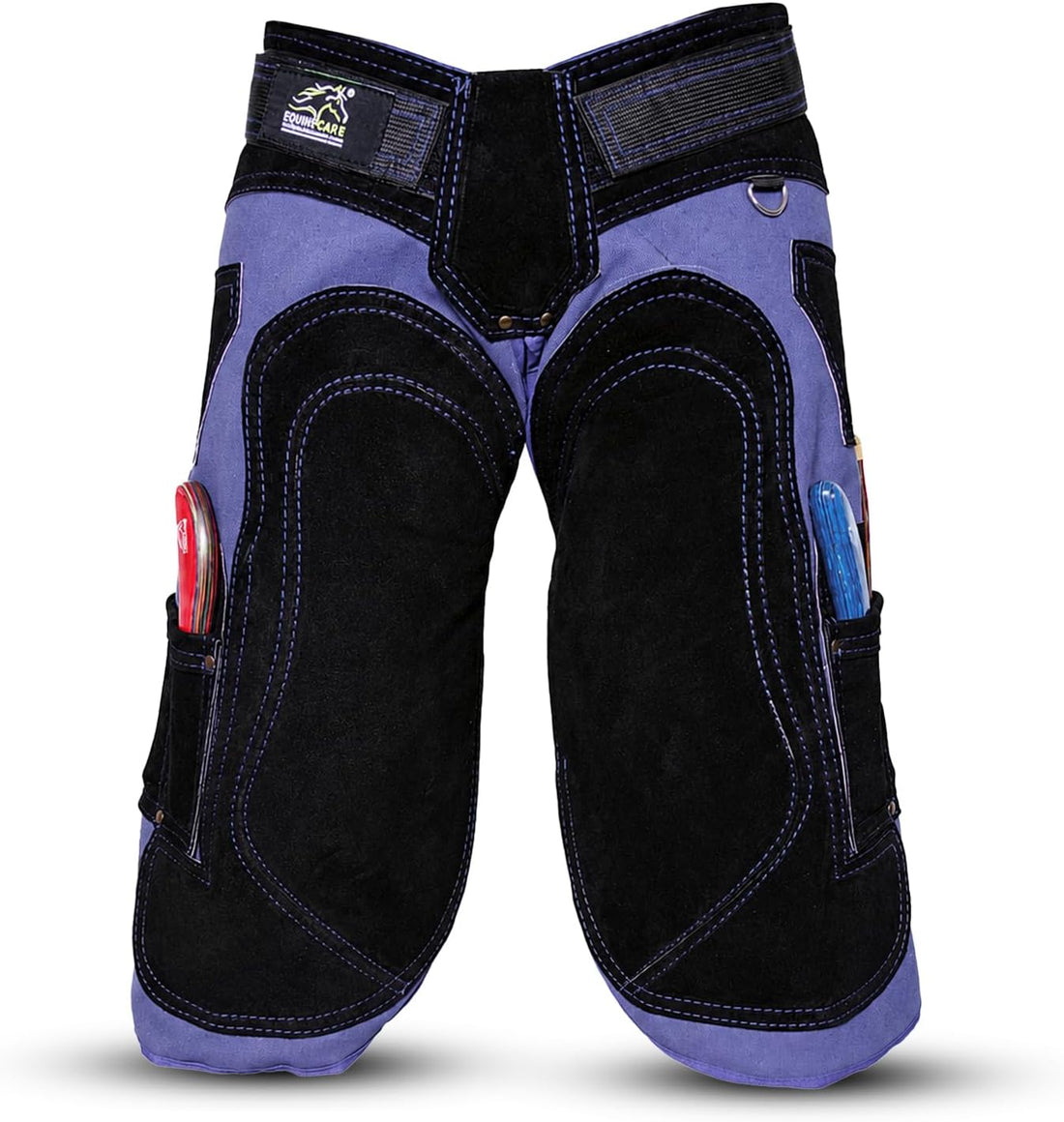 Equine Care Blue Farrier Apron Chaps, Leather & Canvas, Back Support