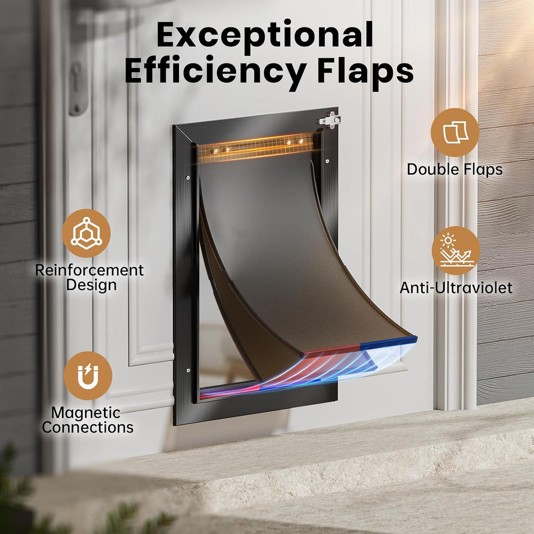 All Aluminum Dog Door for Exterior Door, Large Doggy Door