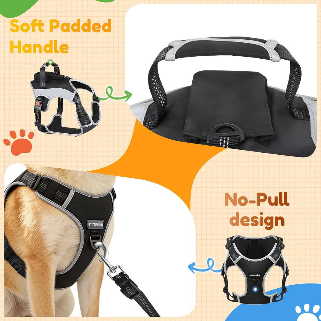 PartsBling Dog Car Harness, Dog Seat Belt Harness for Car
