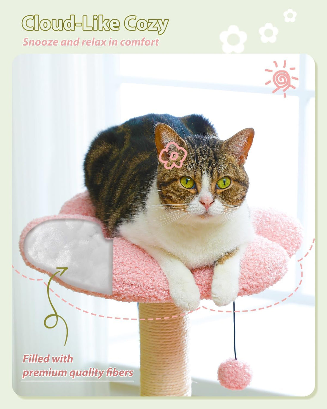MUTTROS Flower Cat Tree with Large Metal Frame Hammock