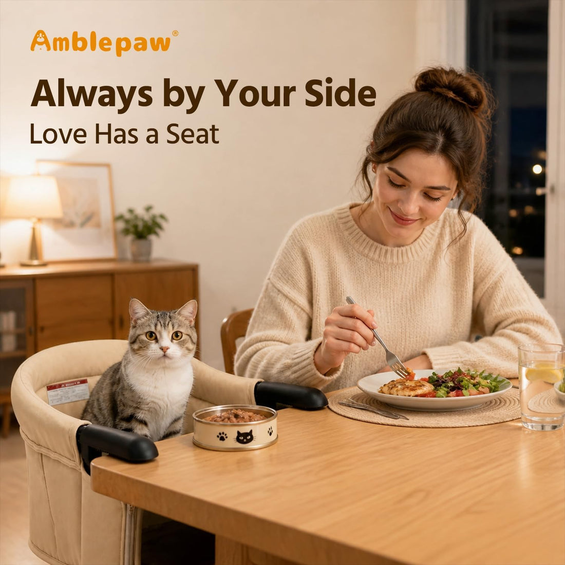 Clip-on Table Pet Chair for Small Pets, Khaki