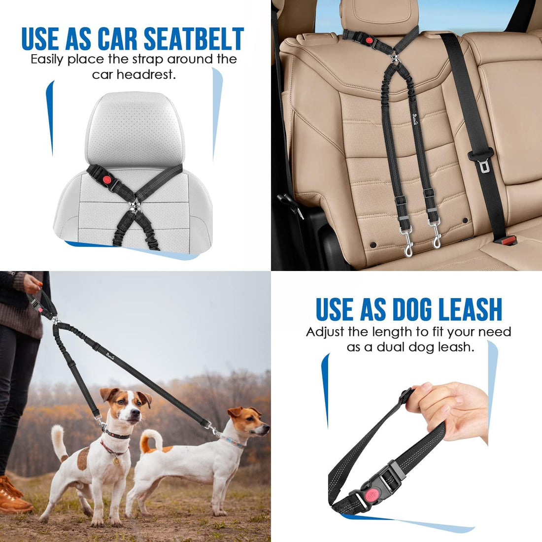 Lukovee Double Dog Seat Belt