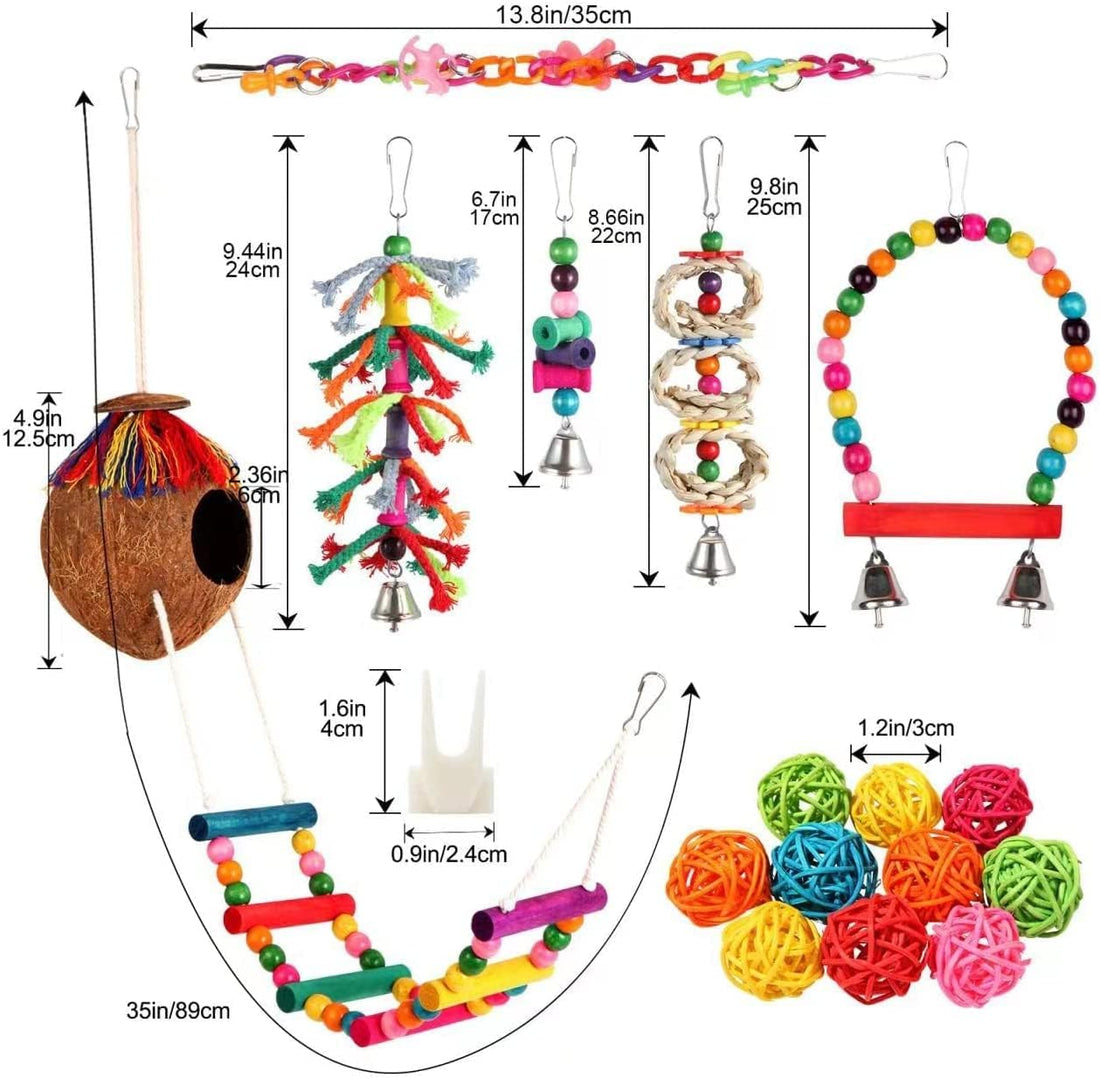 Parakeet Bird Parrot Toys Colorful Swing Chewing Hanging Toys