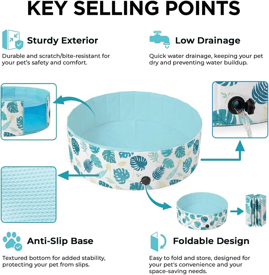 furrybaby Dog Pool Heavy-Duty Non-Slip Portable Foldable Stylish