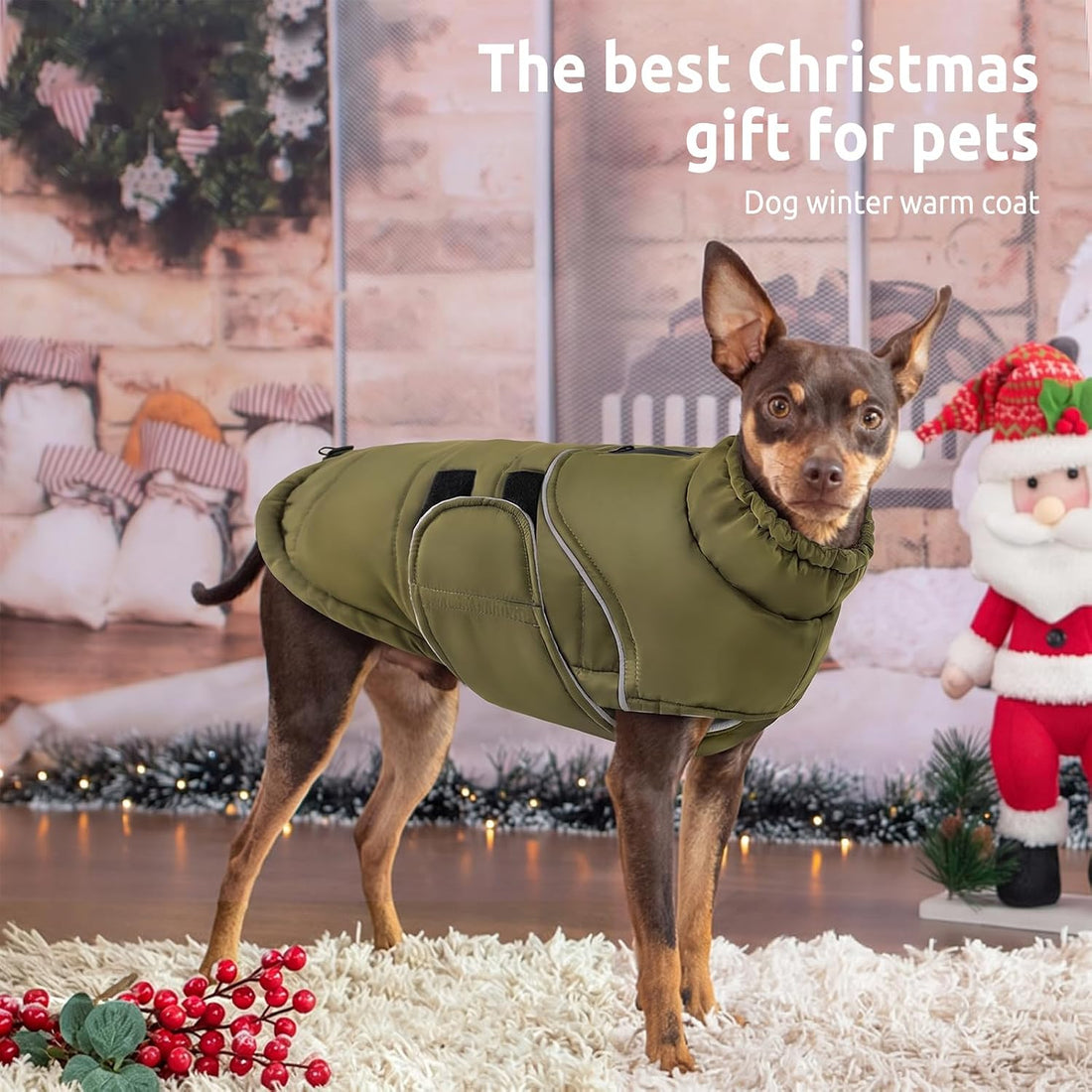 XXL Dog Coat Dog Cold Weather Reflective Jacket with Harness Hole