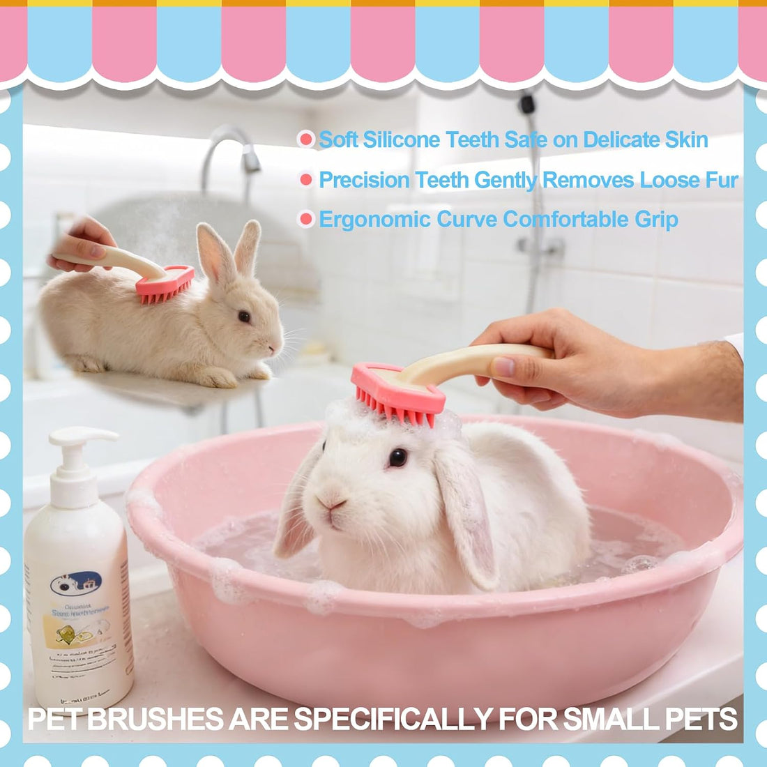 Rabbit Grooming Kit, Rabbit Brush for Shedding with Bunny Nail Clipper