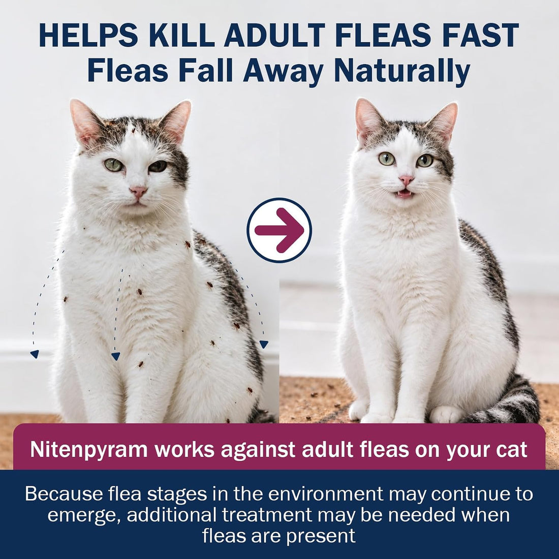 Nitenpyram Tablets for Cats, Cat Flea Tablets 11.4 mg, 12 Doses