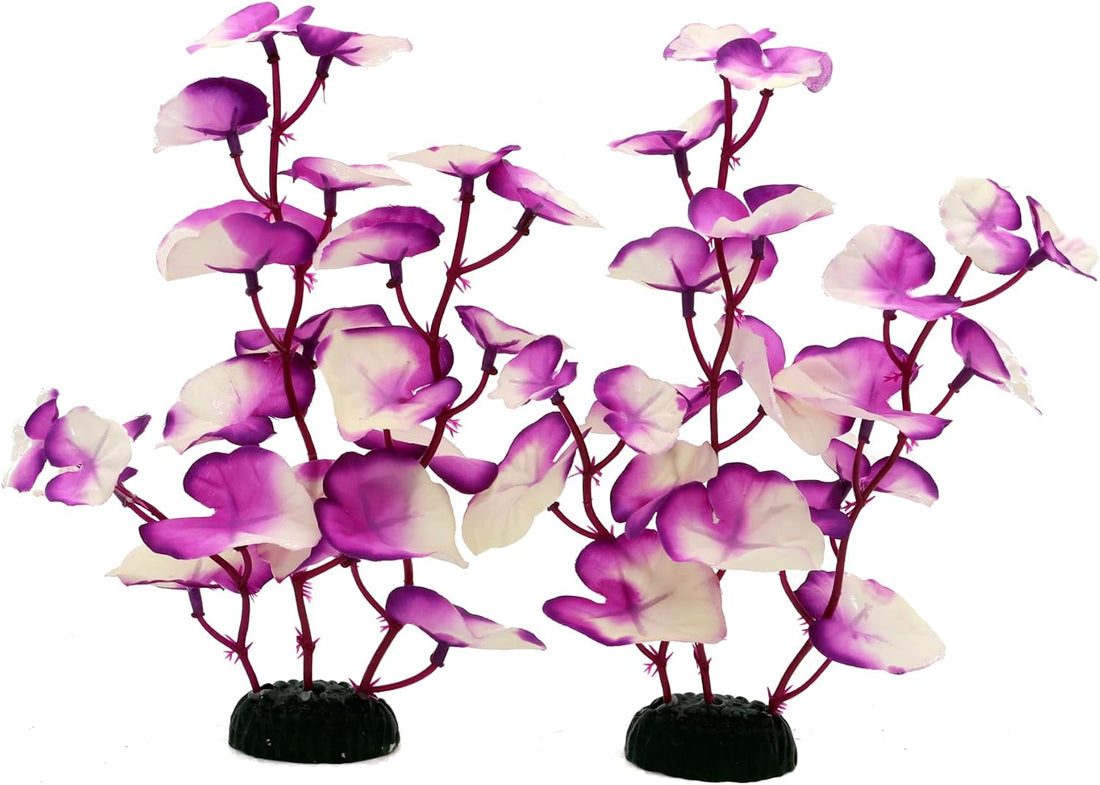 Silk Aquarium Plants for Betta Fish Tank, Purple-White