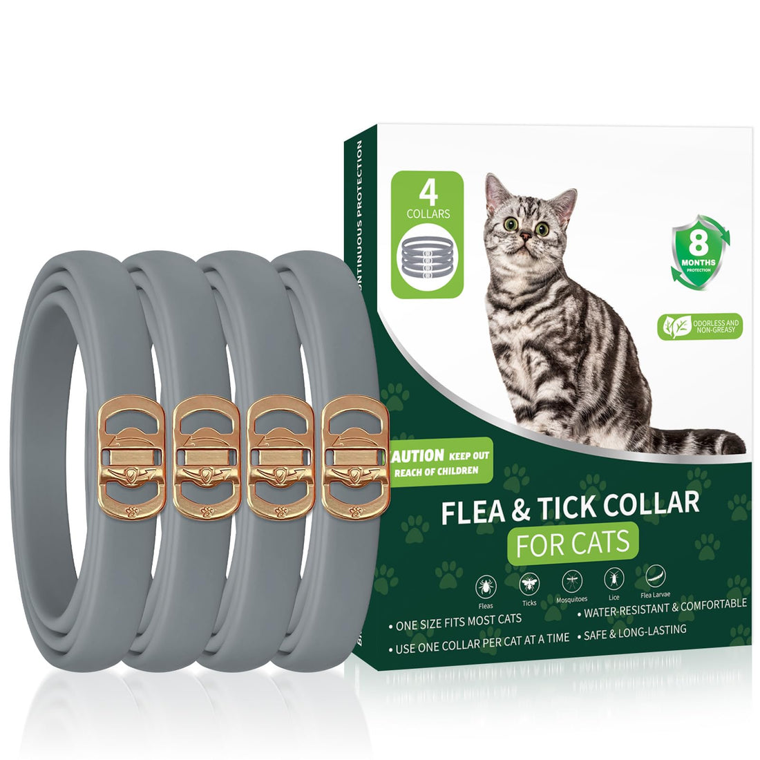 4 Pack Flea Collar for Cats, 32 Months Flea and Tick Prevention