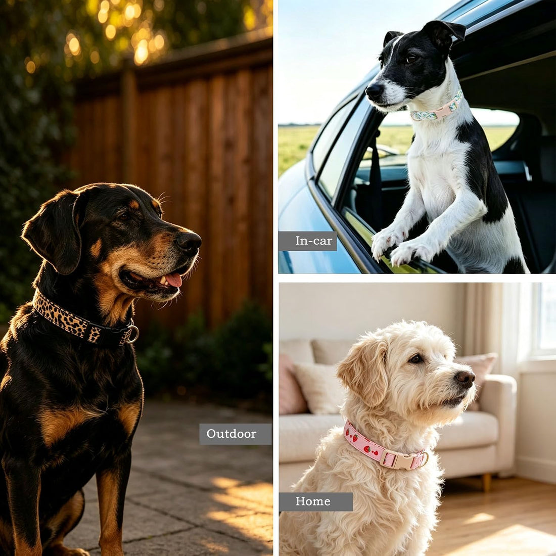 Dog Collar for Small, Medium & Large Dogs(PinkHeart,S)