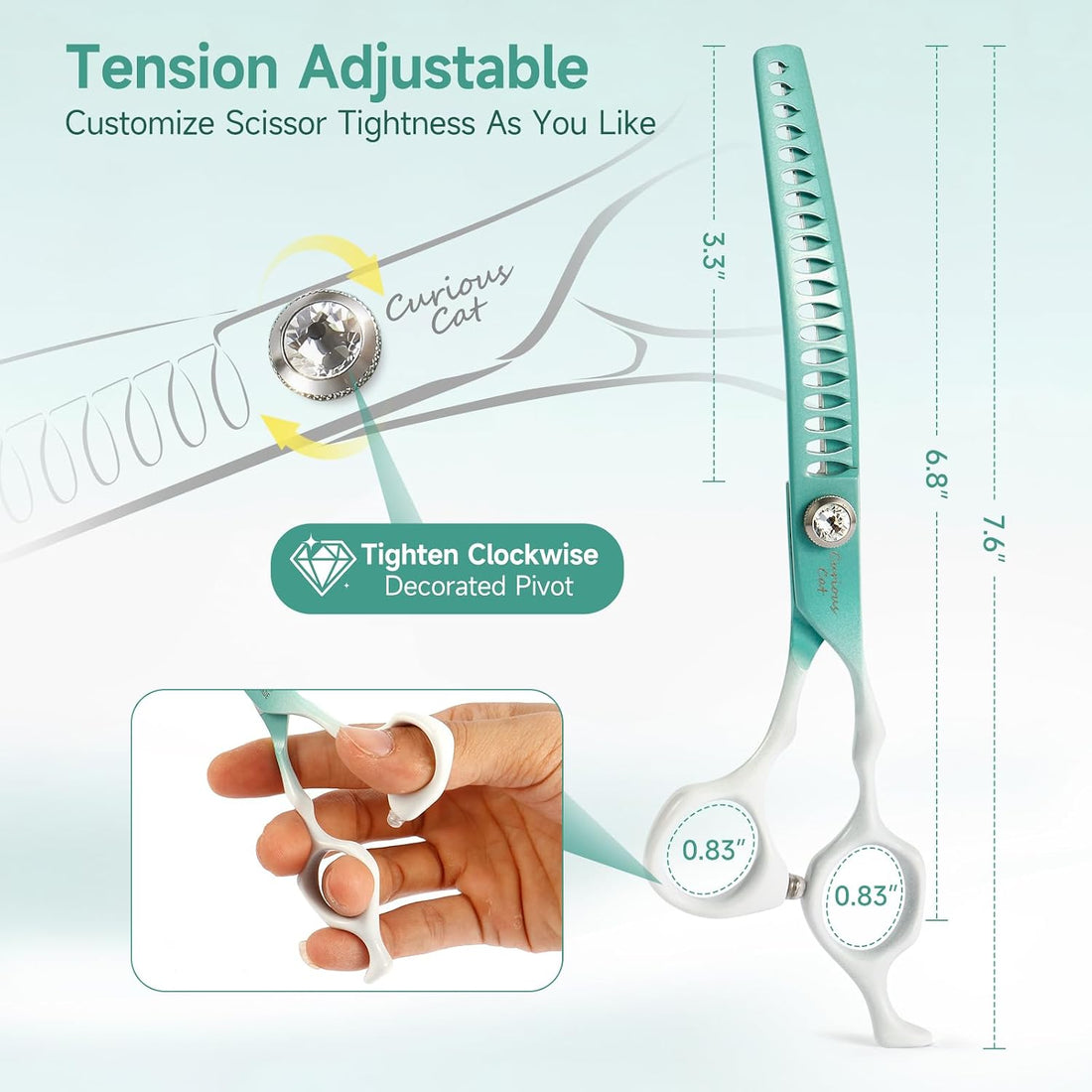 Curved Chunkers Scissors for Dog Grooming-7" Dog Grooming Scissors