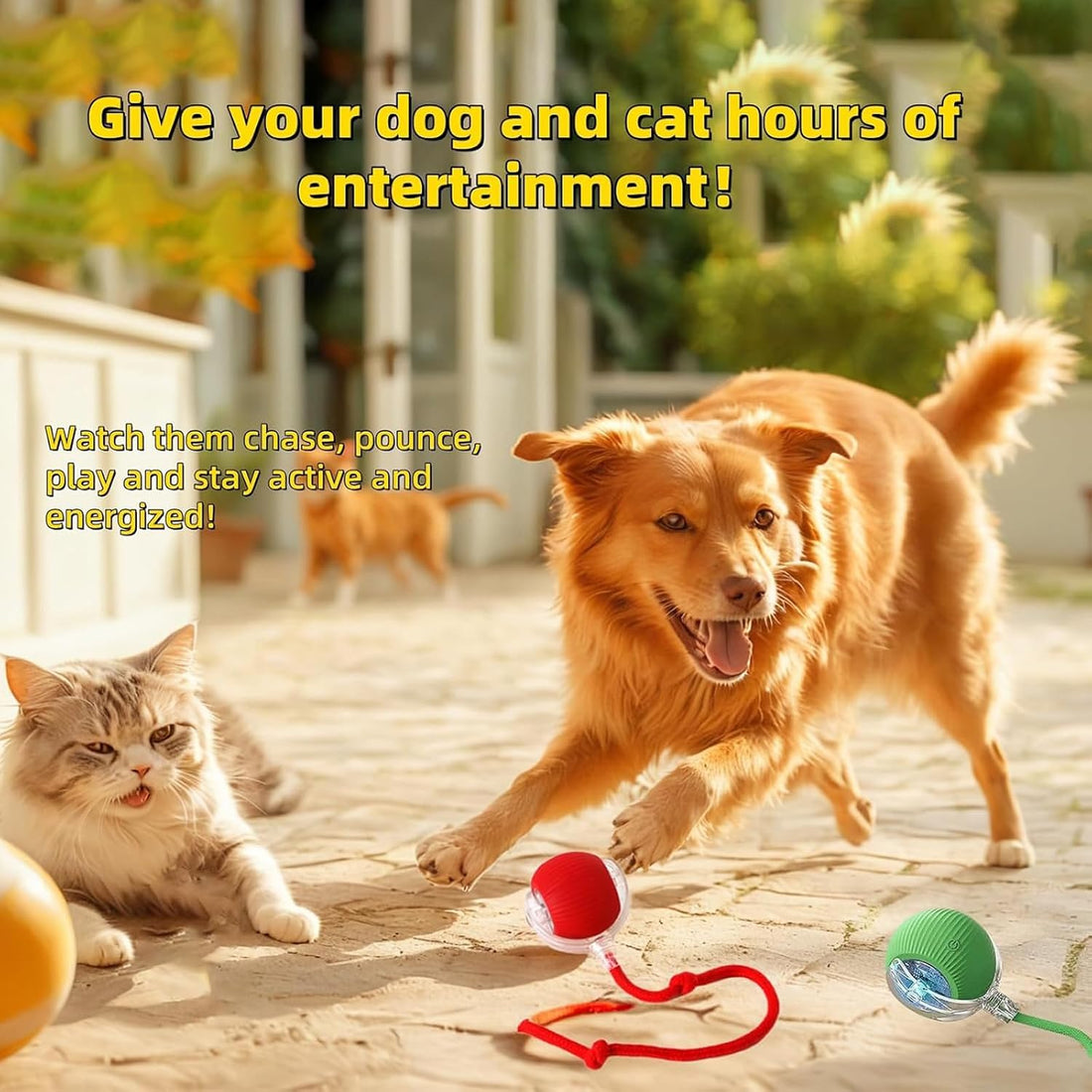 Interactive Dog Cat Toy Ball, Automatic Moving Bouncing Rolling