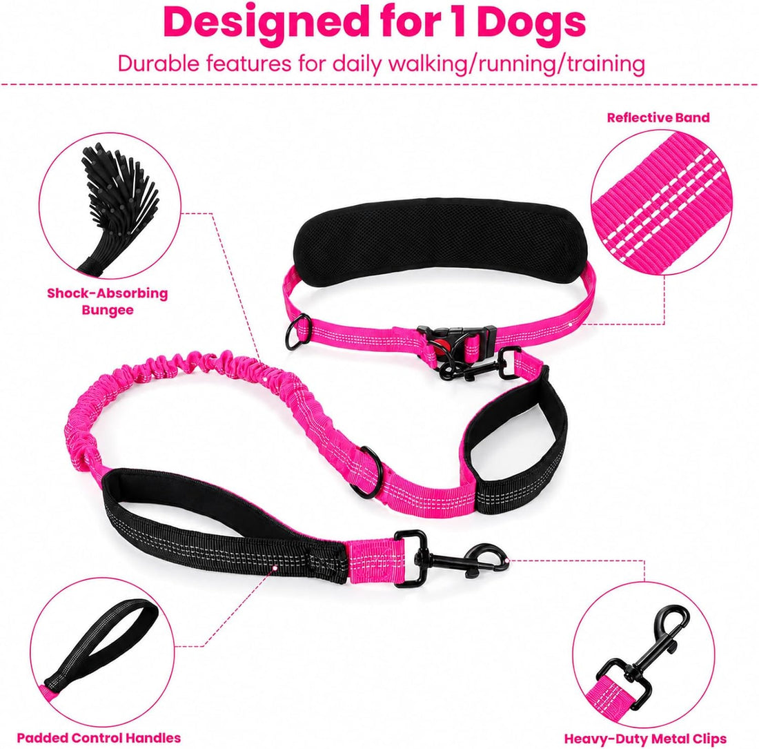 Hands Free Dog Leash, Adjustable Waist Belt 27-51"