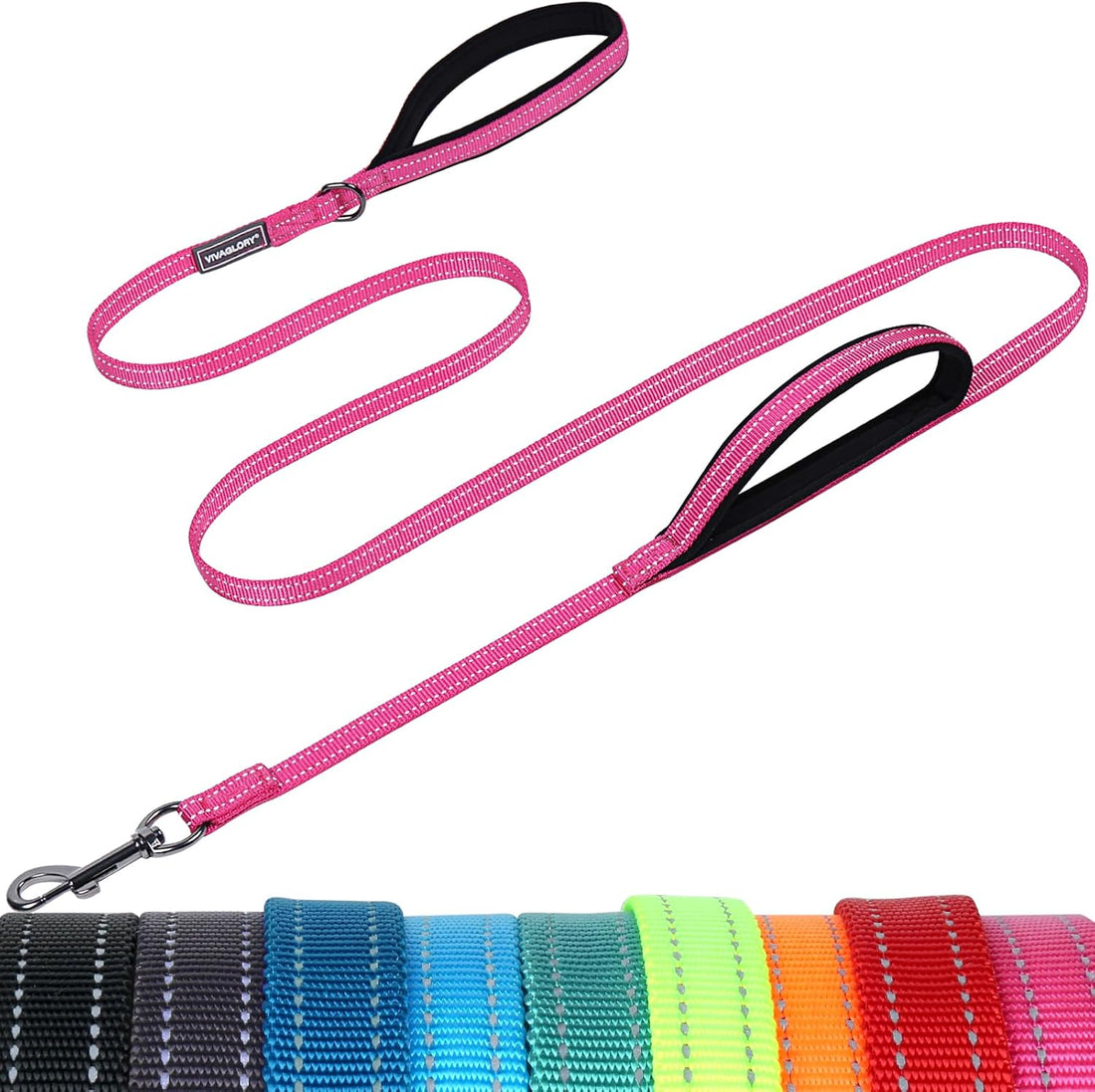 VIVAGLORY Double Handle Dog Leash Twingrip, 6ft x 1in