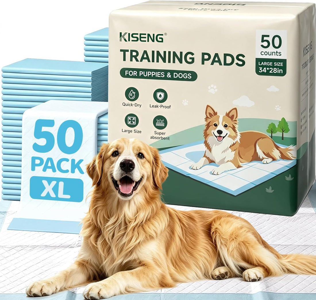 50-Pack 34" x 28" Dog Pee Pads, 6-Layer Leak-Proof Puppy Pads