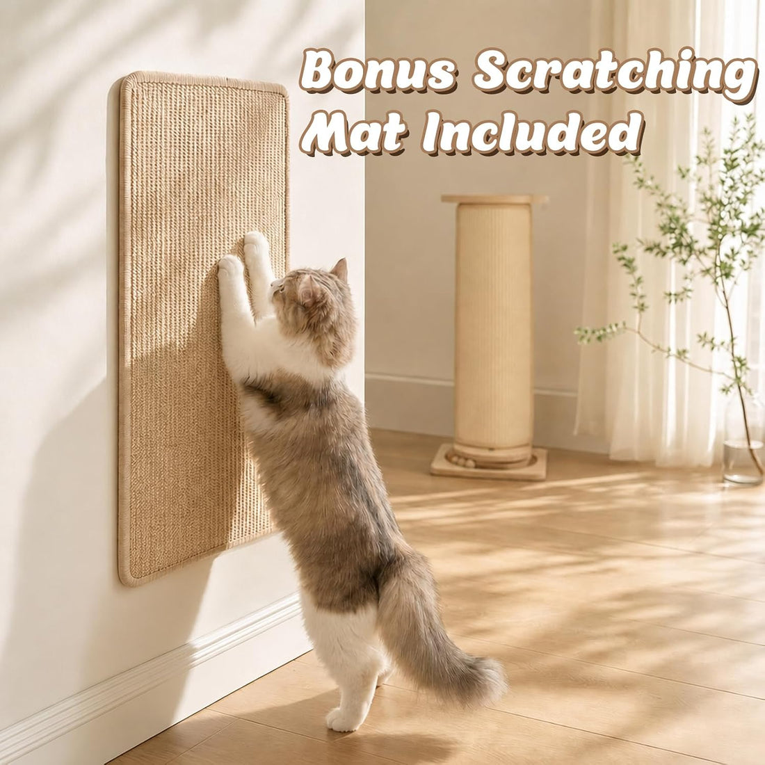 Couch Cat Corner Scratcher with with Interactive Ball Toys, 25''