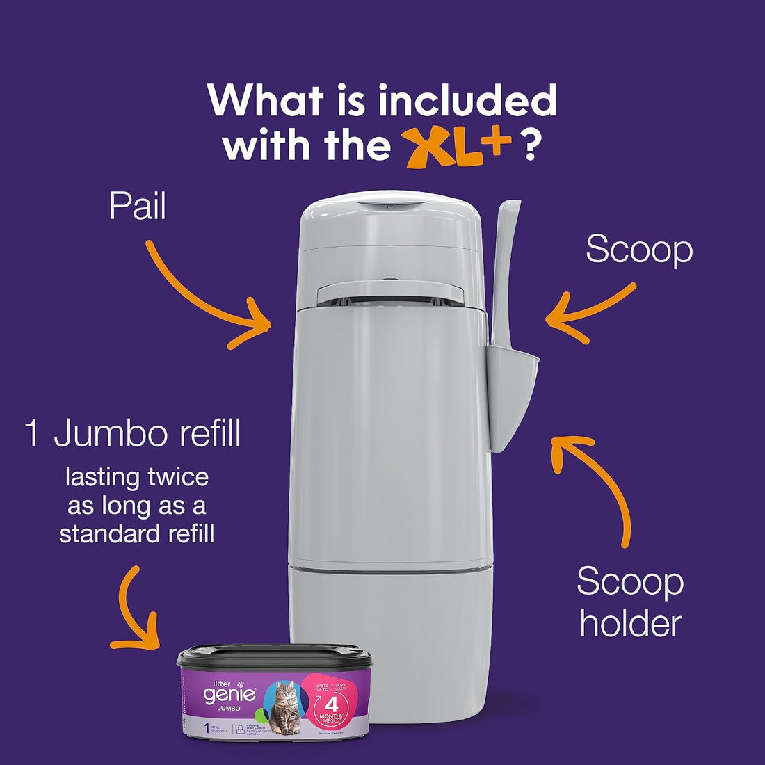 Litter Genie XL+ Pail with 24 ft Jumbo Refill