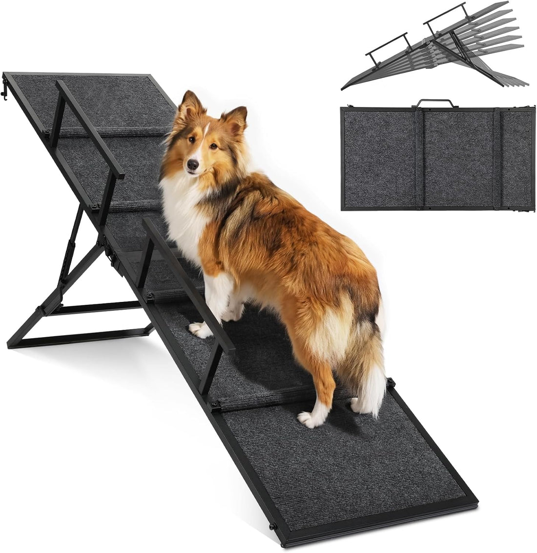 Dog Ramp for Bed Couch, 63" Long Foldable Pet Ramp for Small to Large