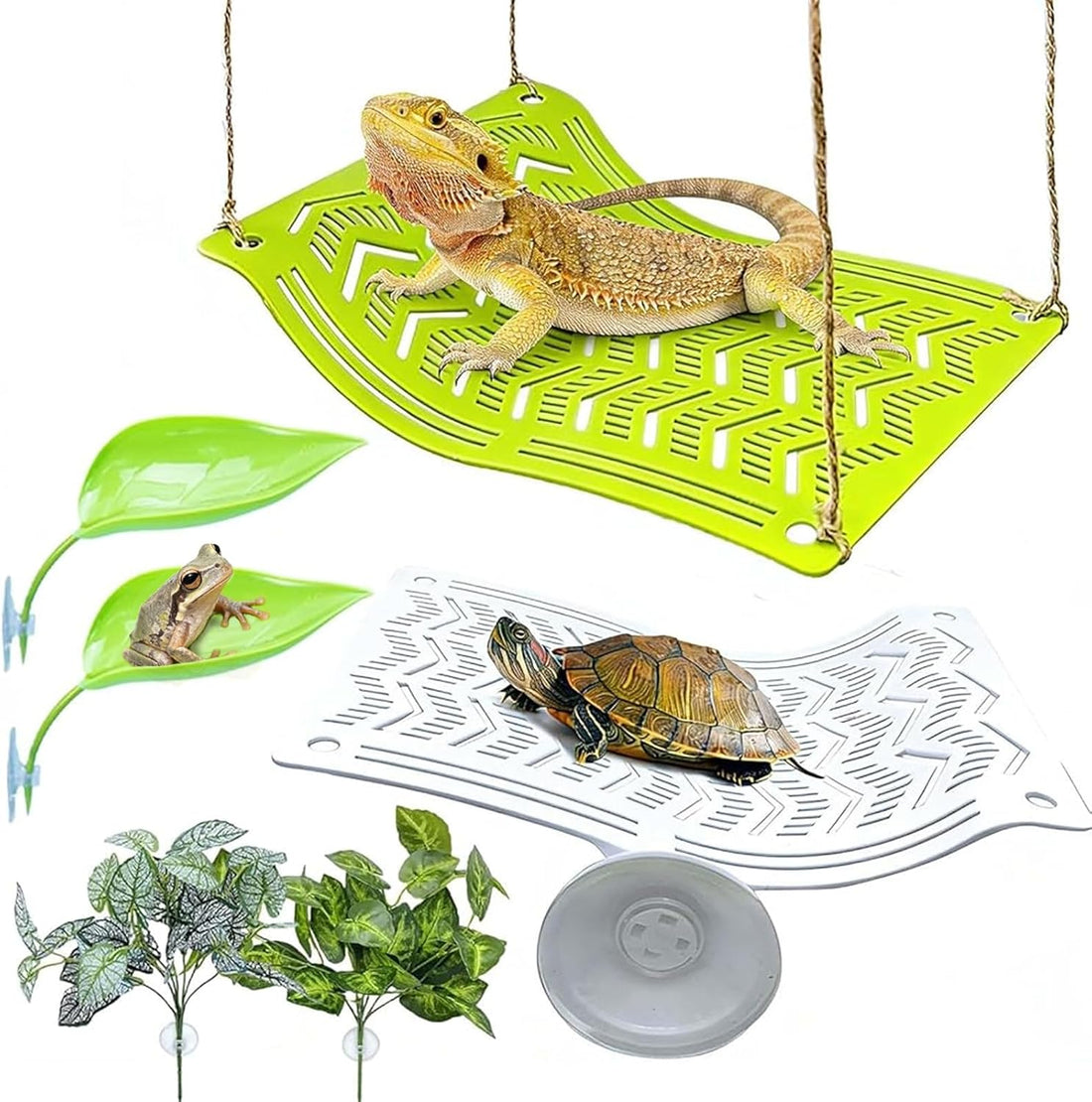 2PCS Reptile Hammock Basking Platform,Turtle Dock with Suction Cups