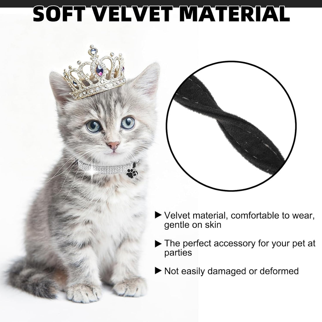 EXPAWLORER Soft Velvet Safe Cat Collars for Girl Cats -2 Pack