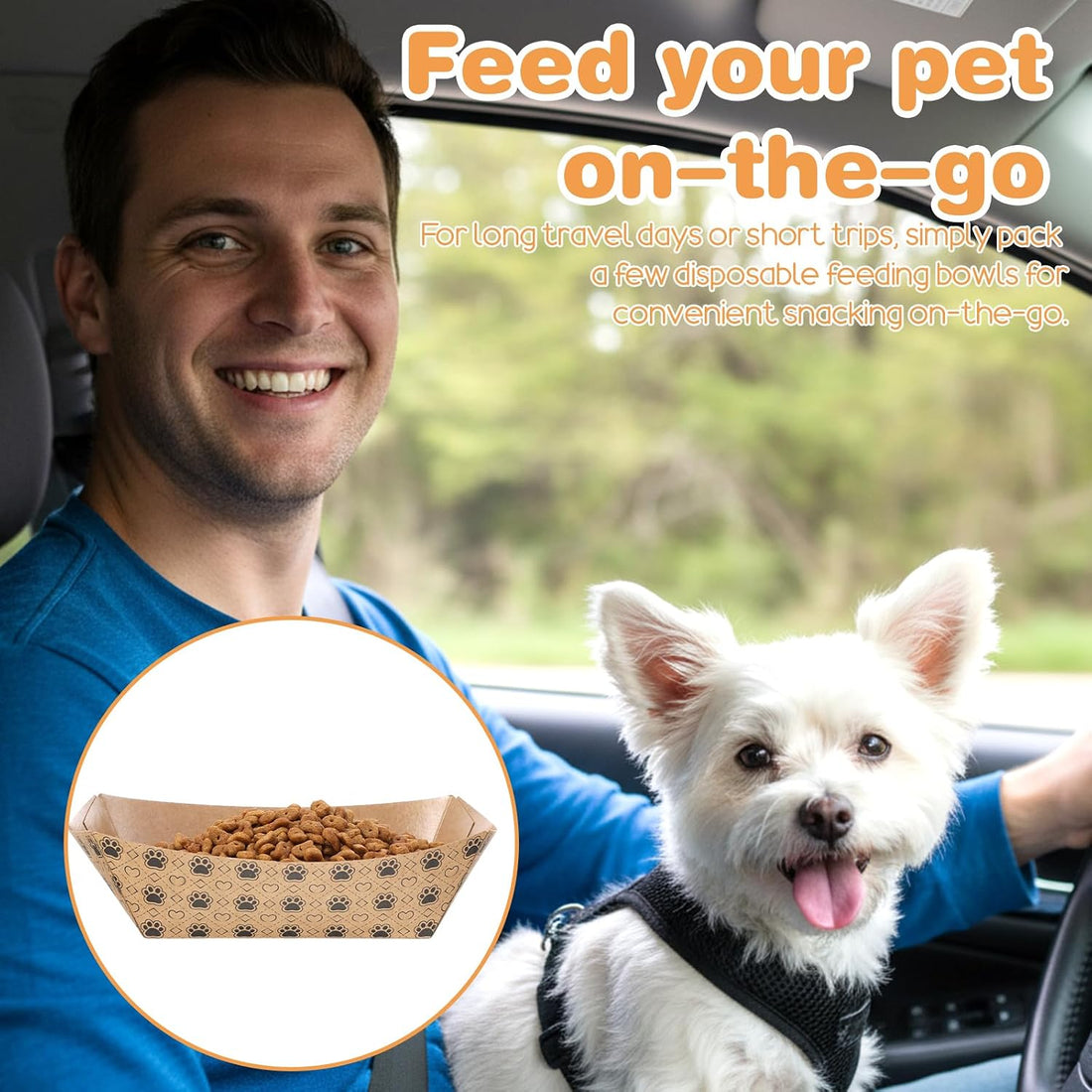 200 Pcs Disposable Pet Bowls, 16 oz Cat Puppy Paper Serving Food Tray