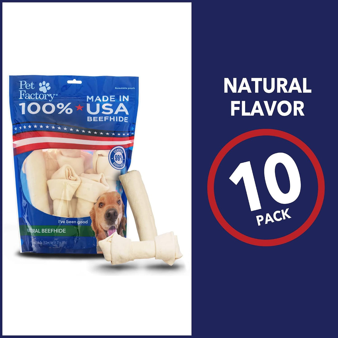 Pet Factory 100% Made in USA Beefhide 6-7" Assorted Dog Chew Treats