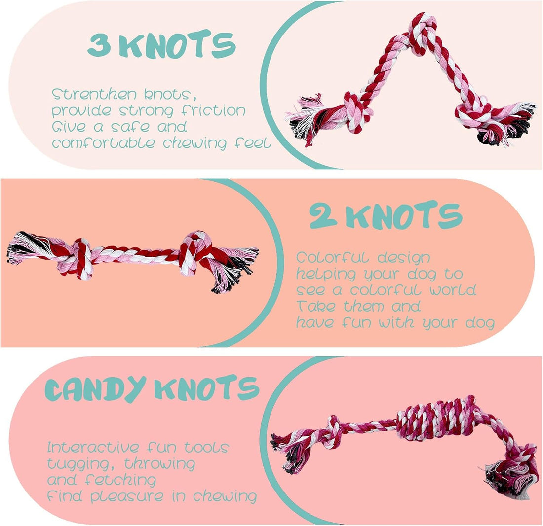 Cdyzqikm Puppy 3 Pack Cotton Knot Rope Toys for Small Dogs & Puppies