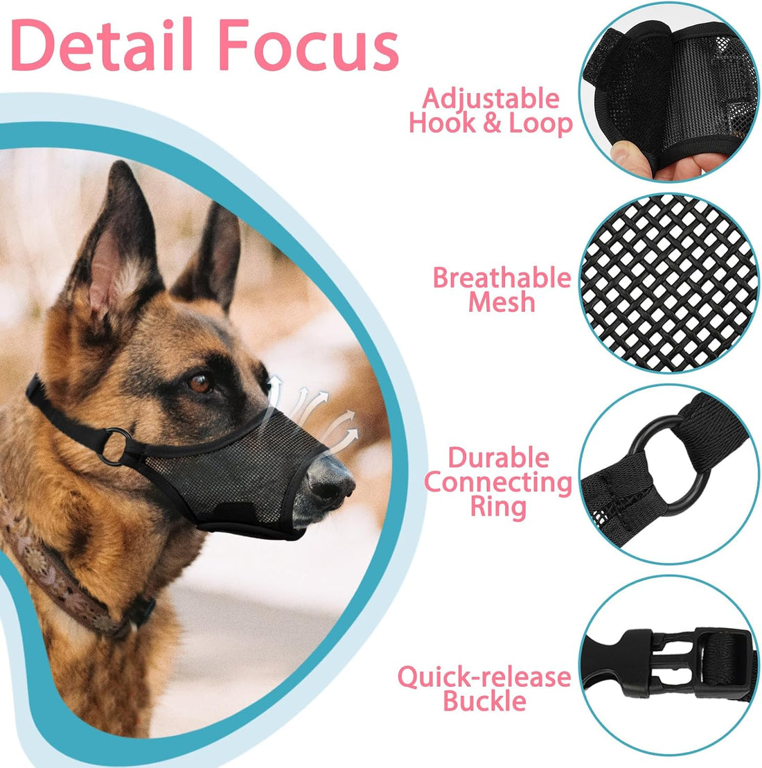 LUCKYPAW Dog Muzzle for Large Medium Small Dogs German Shepherd