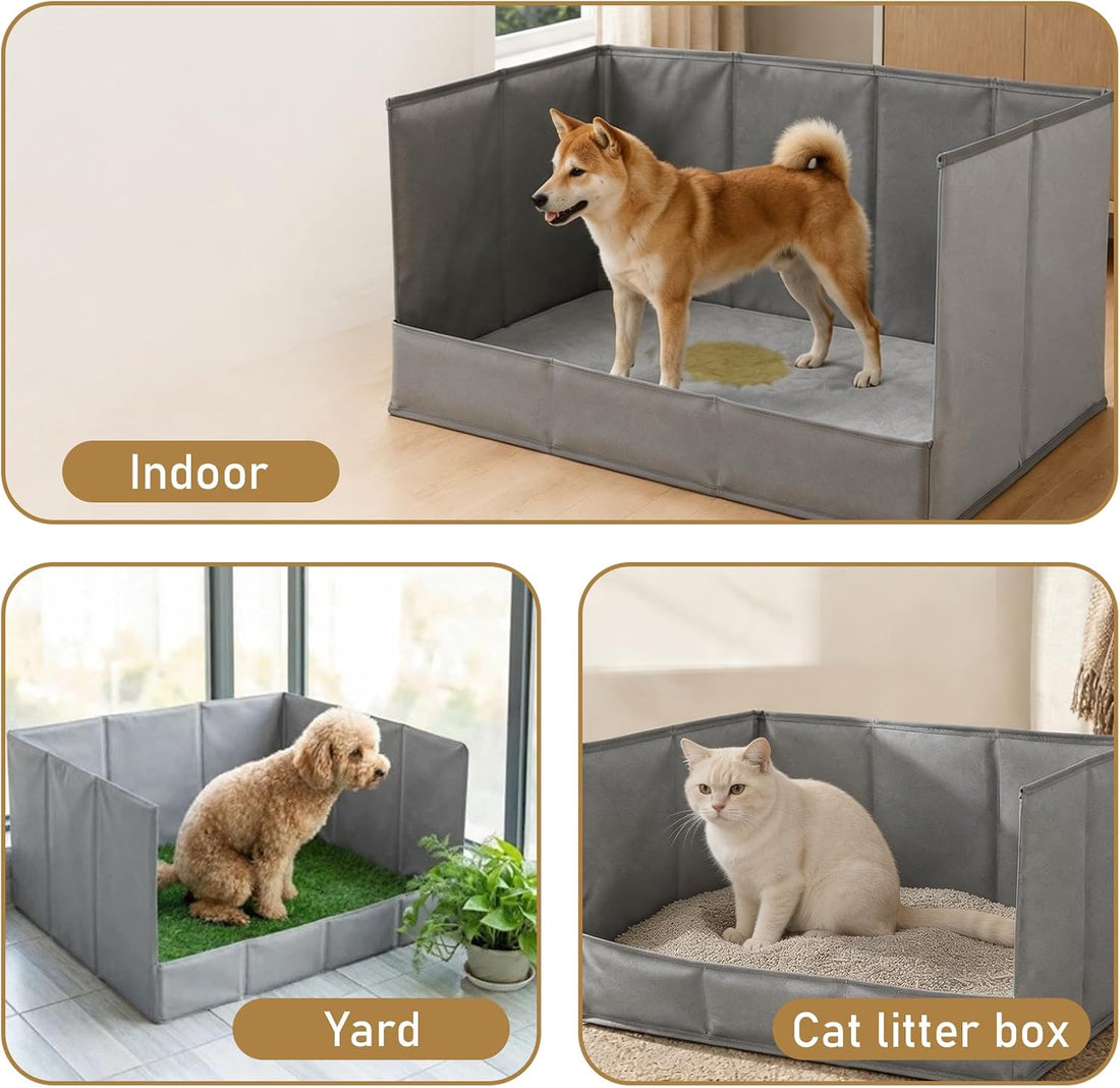 Dog Litter Box, Foldable Pee Pad Holder with High Walls for Indoor