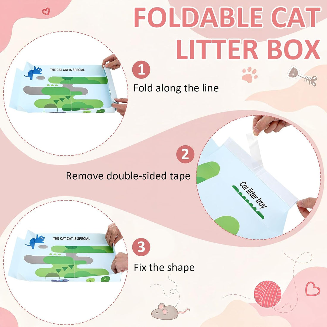 Amyhill 24 Pack Disposable Cat Litter Box Foldable Waterproof Kitten
