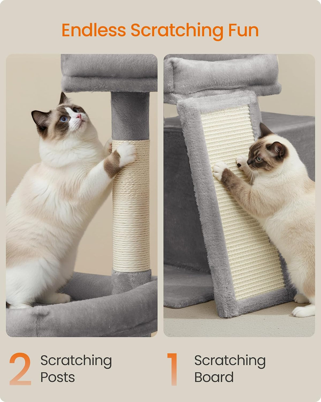 Feandrea Cat Tree, 33.8" Cat Tower, Scratching Posts and Ramp