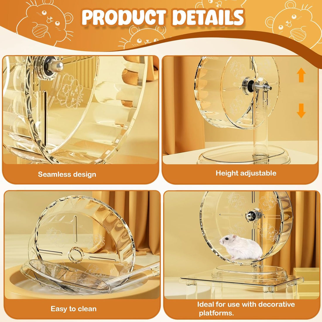 9.5 Inch Hamster Wheel, Silent Exercise Wheel with Cage Accessories