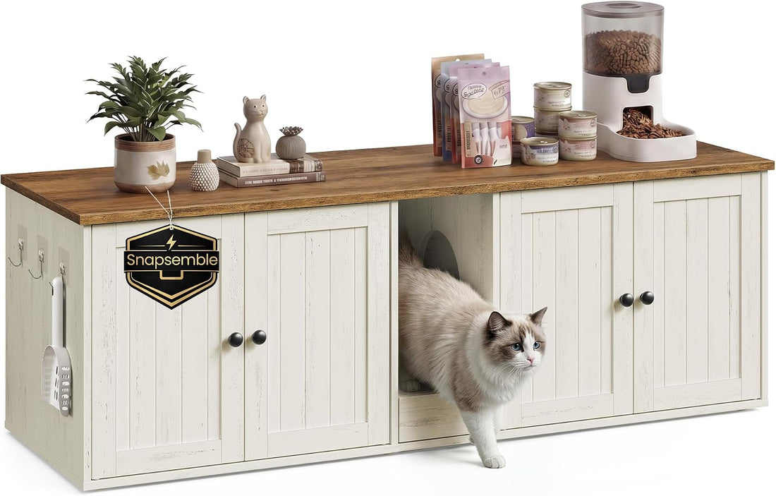 SONGMICS HOME Toolless Assembly Litter Box Enclosure, Cat House