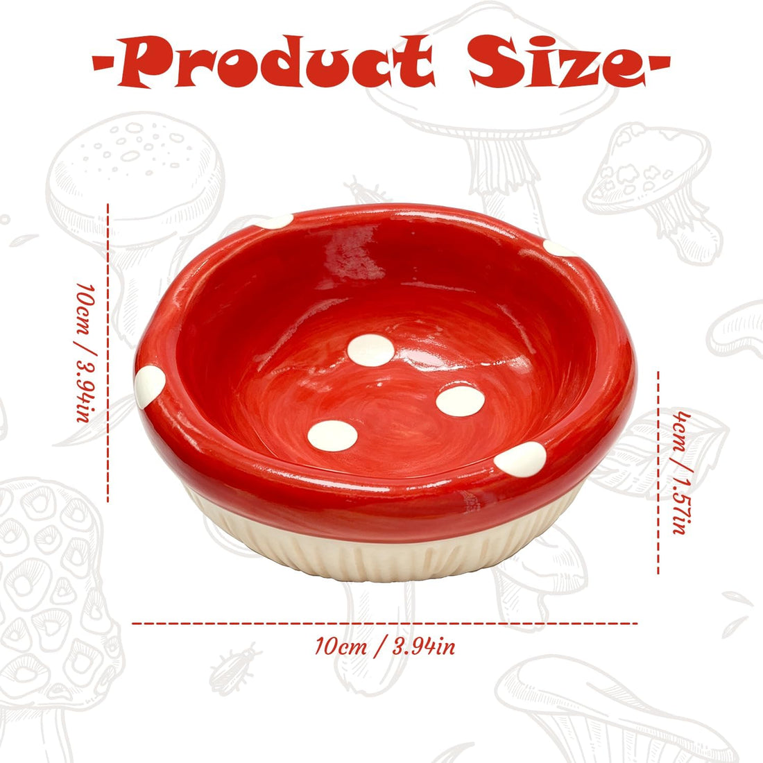 Hamster Mushroom Cap Shape Ceramic Food Bowl, Anti-Spill Non-Tip