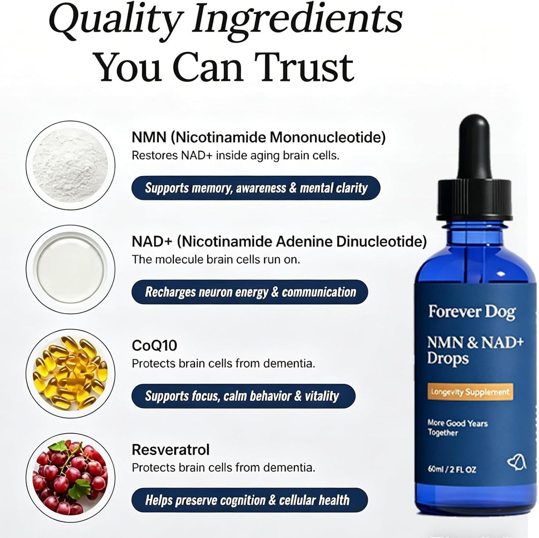 NAD+ Formula, Cognitive Supplement for Senior Dogs