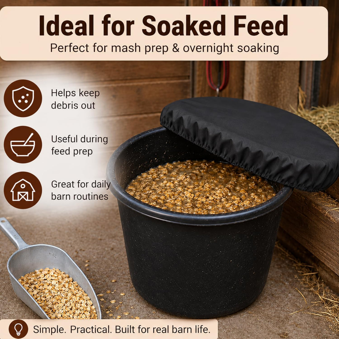 Horse Bucket Cover for Feed Buckets for Horses, Waterproof