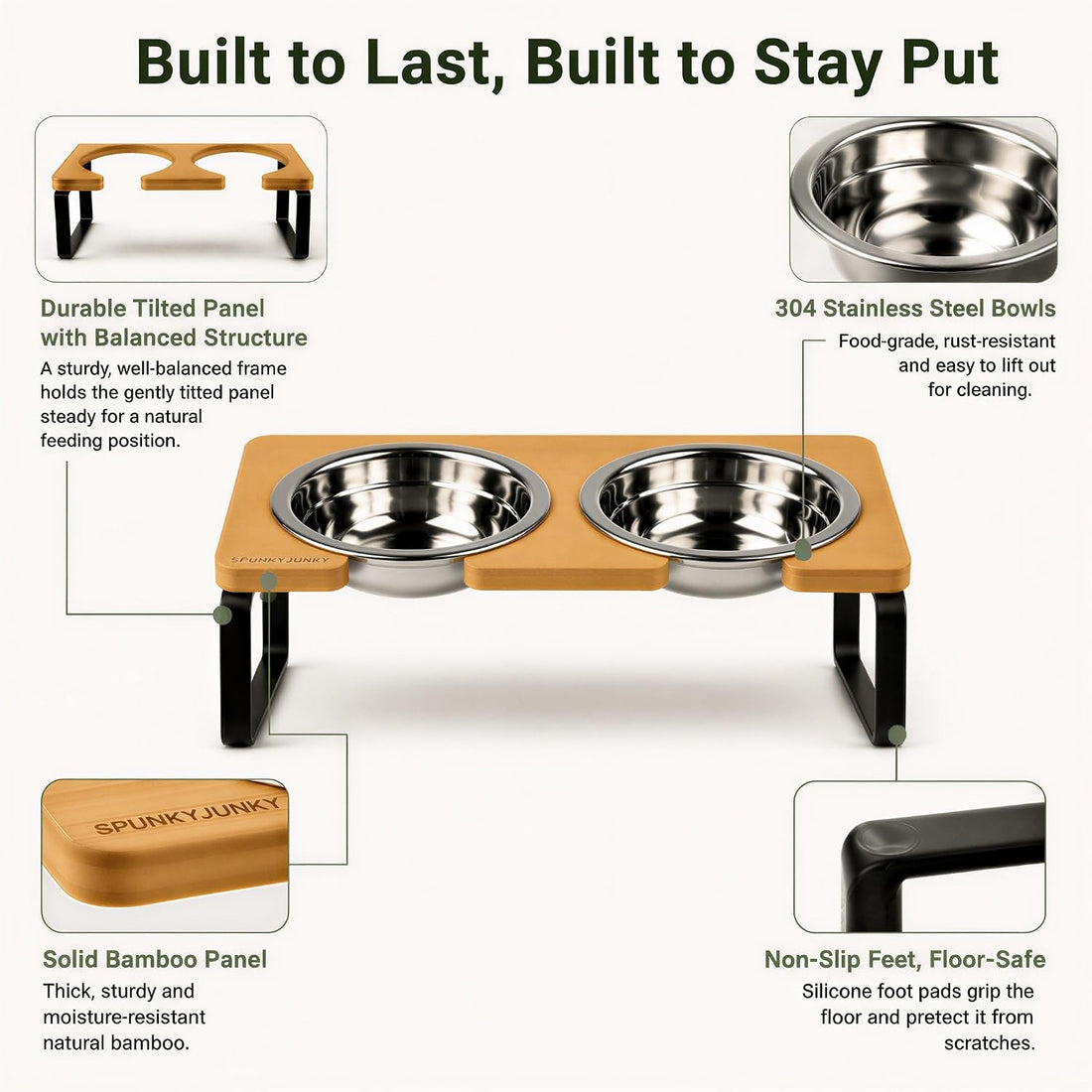 SPUNKYJUNKY Elevated Dog Bowls, 304 Stainless Steel