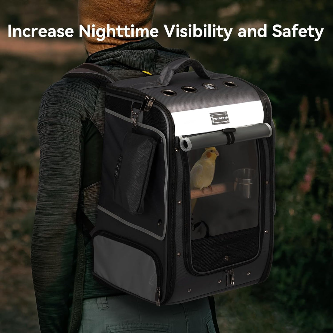 Petsfit Bird Carrier with Shade Cover,Adjustable Height Standing