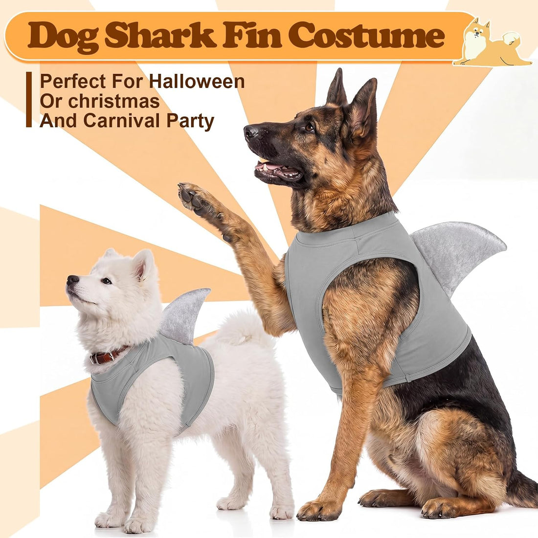 2 Pcs Halloween Dog Shark Costumes Fish Fin Dogs Costume