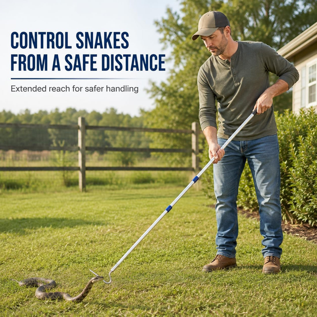 36-83 Inch Telescoping Snake Hook, Aluminum Reptile Handling Tool