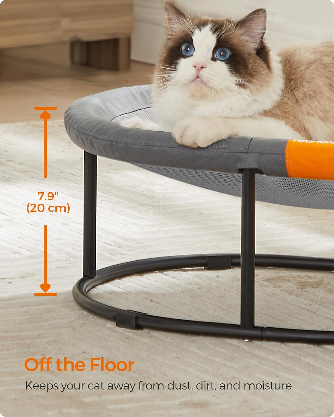FEANDREA Elevated Cat Bed, Breathable Hammock, Washable Mesh