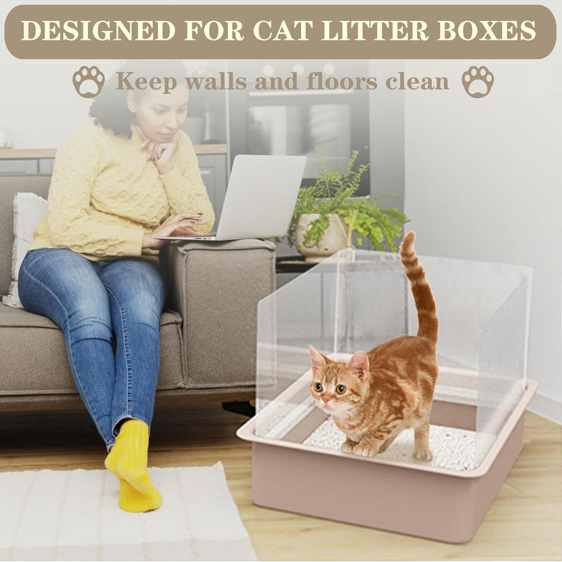 3Pcs Cat Litter Box Pee Shields,Litter Box Splash Guard