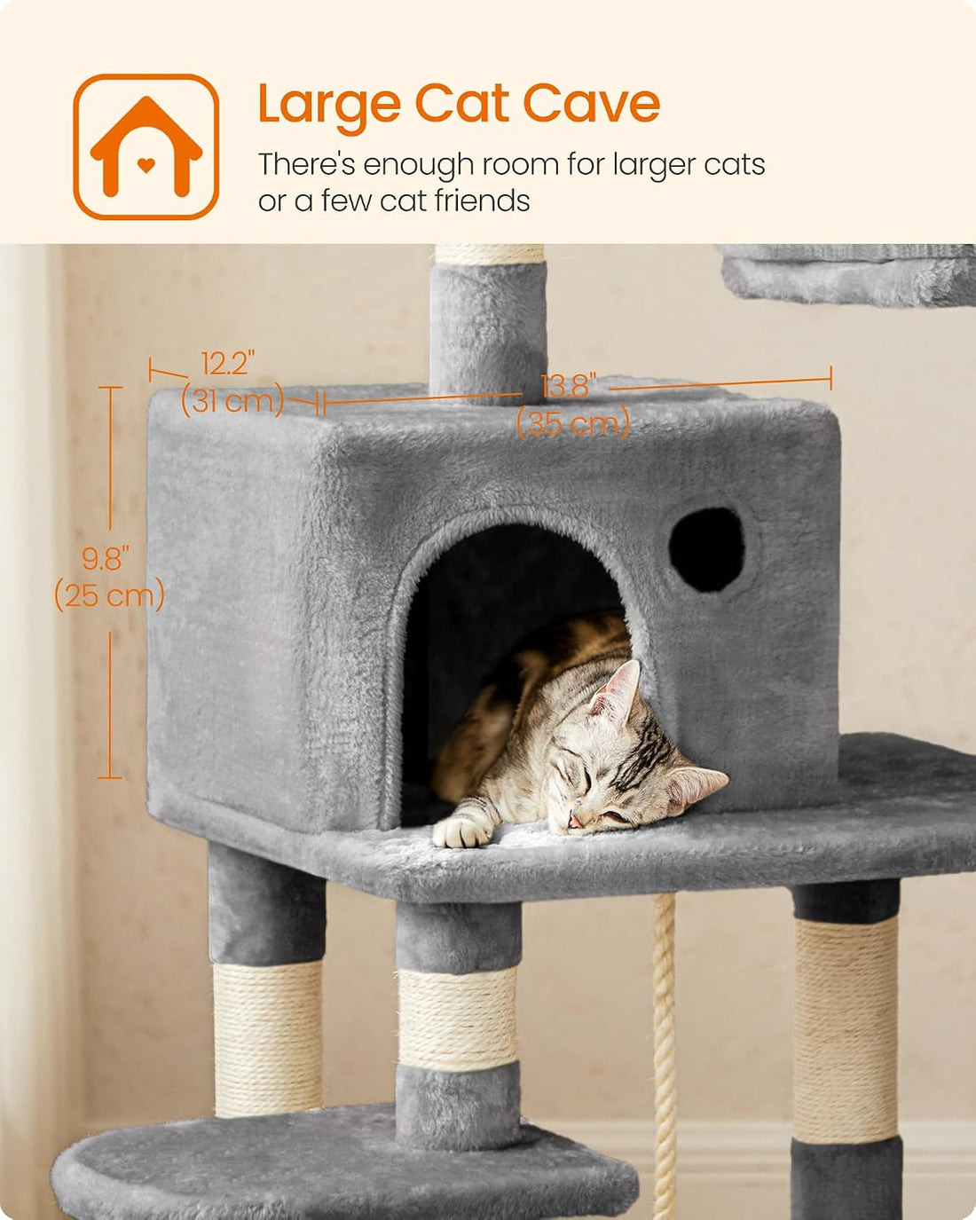 Feandrea Cat Tree, 56.3-Inch Cat Tower