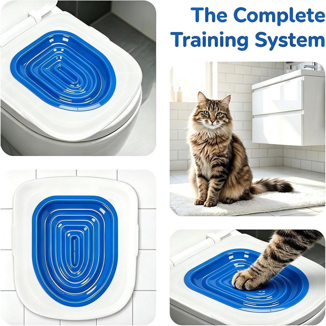 Cat Toilet Trainer Kit, Universal Cat Toilet Training Systems, Blue
