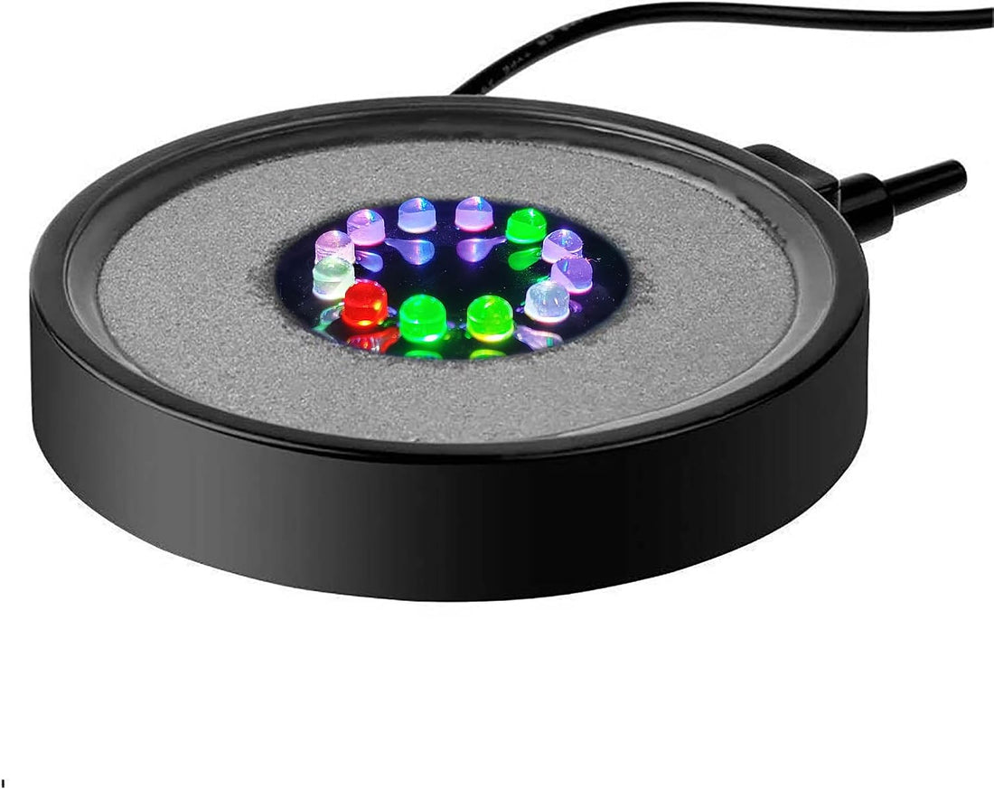 NICREW LED Aquarium Bubbling Stone Disk, 2 Inch Fish Tank Bubbler