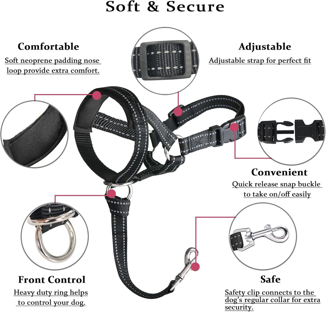 BARKLESS Dog Head Collar, No Pull Training Collar with Soft Padding